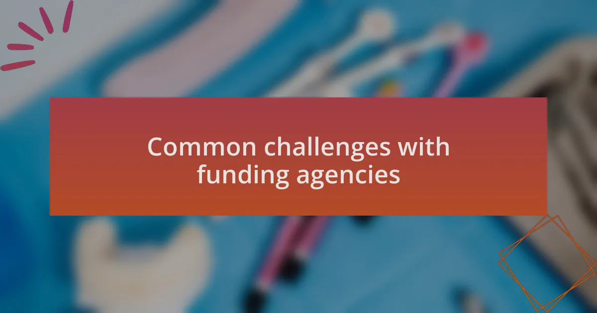 Common challenges with funding agencies