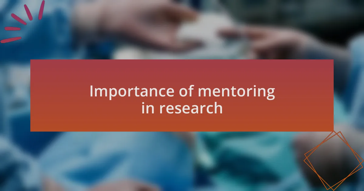 Importance of mentoring in research