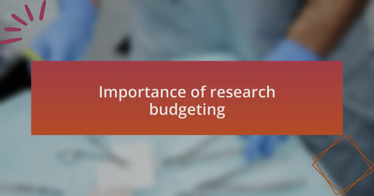 Importance of research budgeting