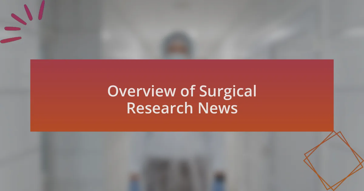 Overview of Surgical Research News