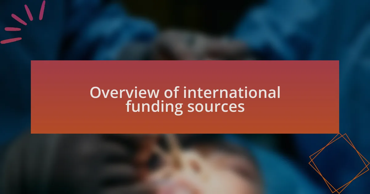 Overview of international funding sources