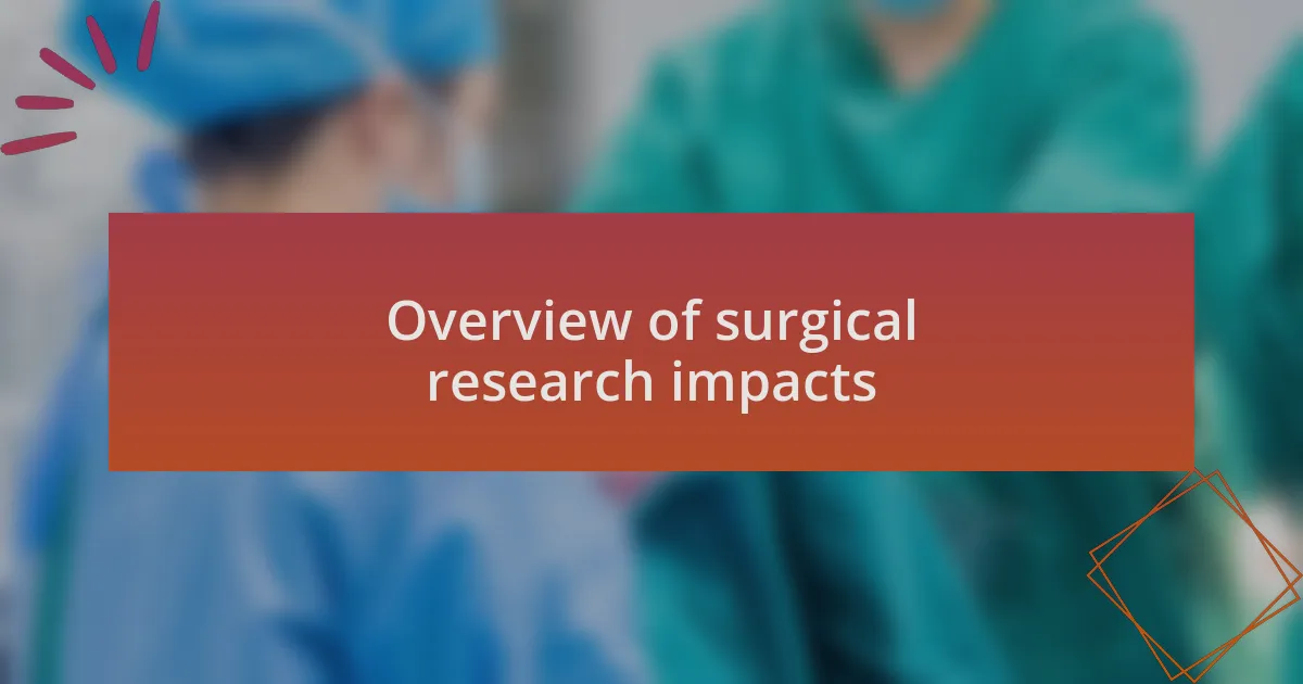 Overview of surgical research impacts