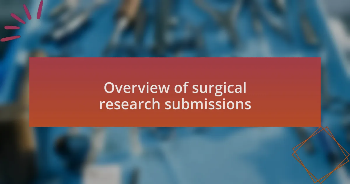Overview of surgical research submissions