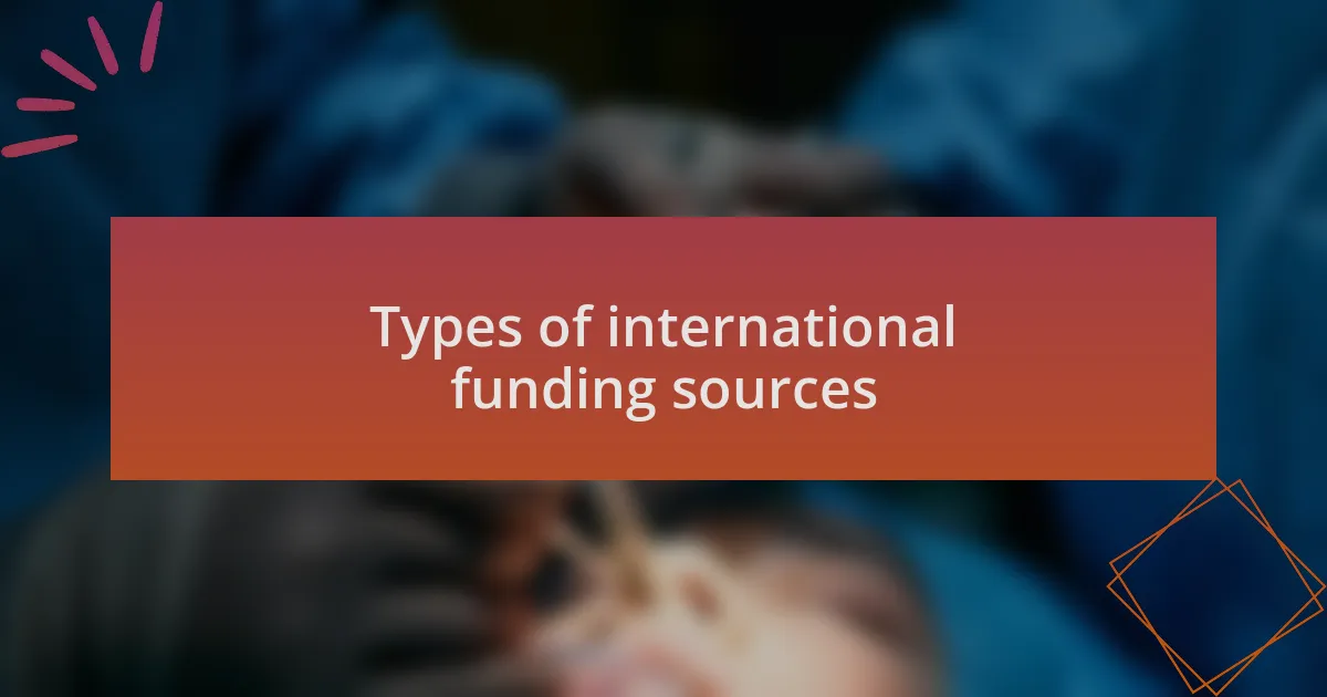 Types of international funding sources