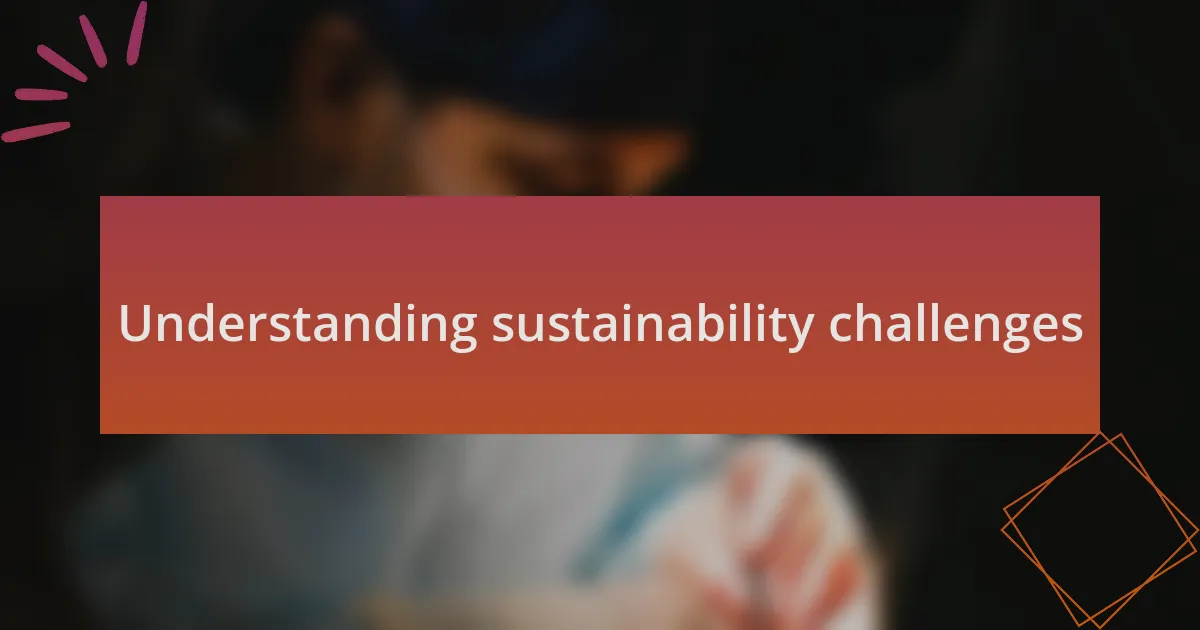 Understanding sustainability challenges